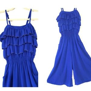 Jumpsuit Culottes Vintage Ruffled Cropped Romper